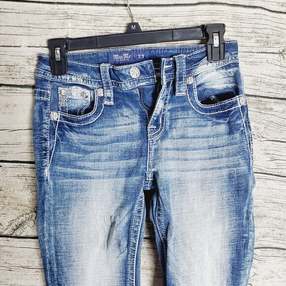 Miss Me Mid Rise Boot Cut Jeans Size 23 - Picture 2 of 10